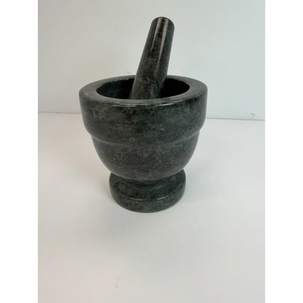 Green Marble Stone Mortar And Pestle Kitchen Utensil Decor 4